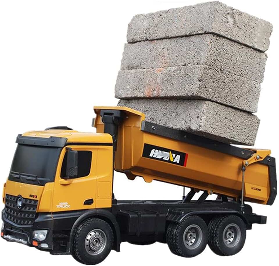 RC Large Remote Control Dump Truck 2.4G Alloy Truck Model Die-Casting Electric Dump Truck 45 Degree Slope Climbing Simulation Compression Tires Boy Toy Car Children’s Gift