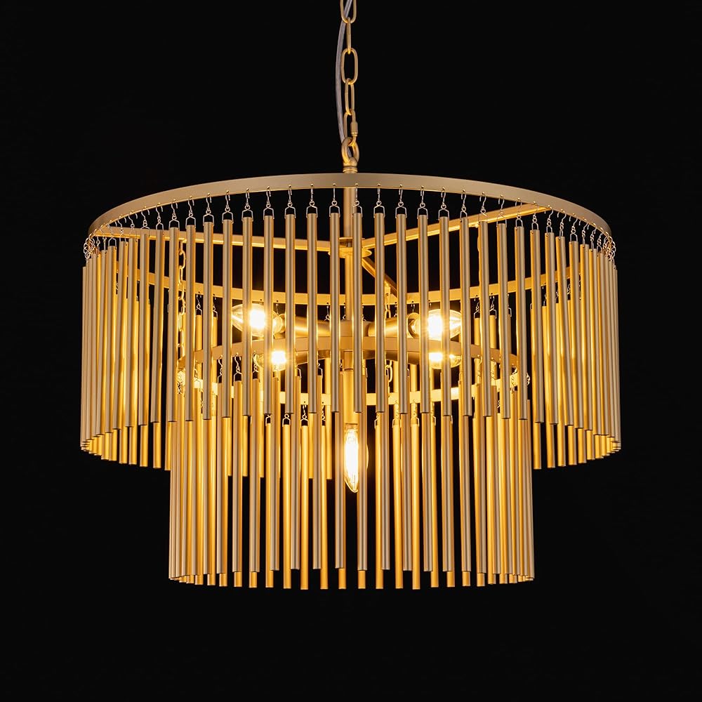 Wellmet 5 Light Gold Metal Chandelier, 24