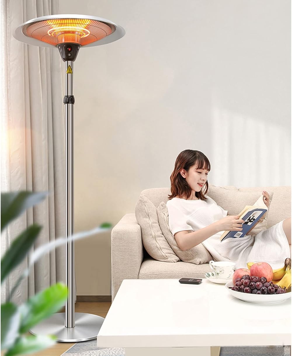 Electric Infrared Patio Heater, Freestanding Adjustable Outdoor Heater, 3 Heat Settings, for Indoor/Outdoor, Garage and Backyard