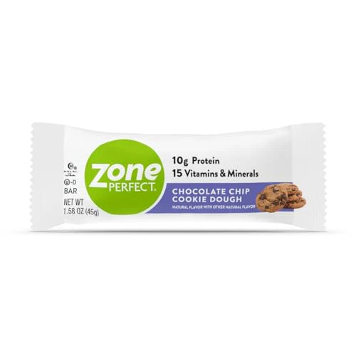ZonePerfect Protein Bars, Chocolate Chip Cookie Dough, 10g of Protein, Nutrition Bars With Vitamins & Minerals, Great Taste Guaranteed, 30 Bars