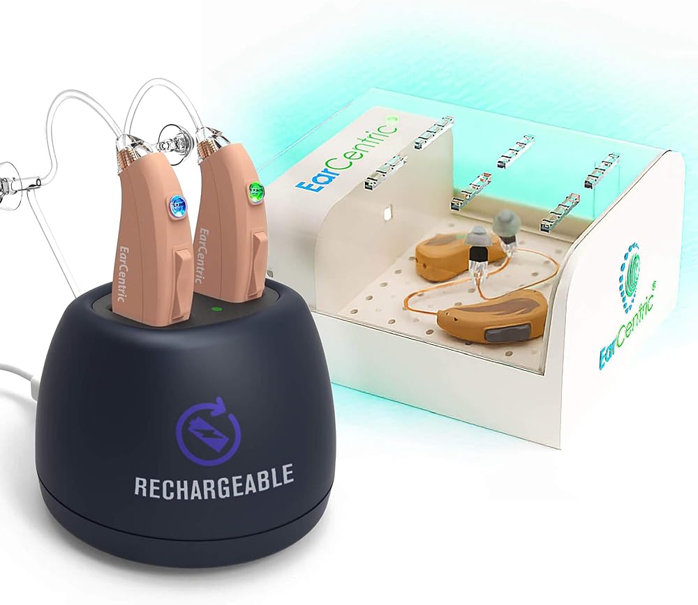 [Bundle] EarCentric EasyCharge Rechargeable Hearing Aids (Beige) + RapidDry Dehumidifier Dryer