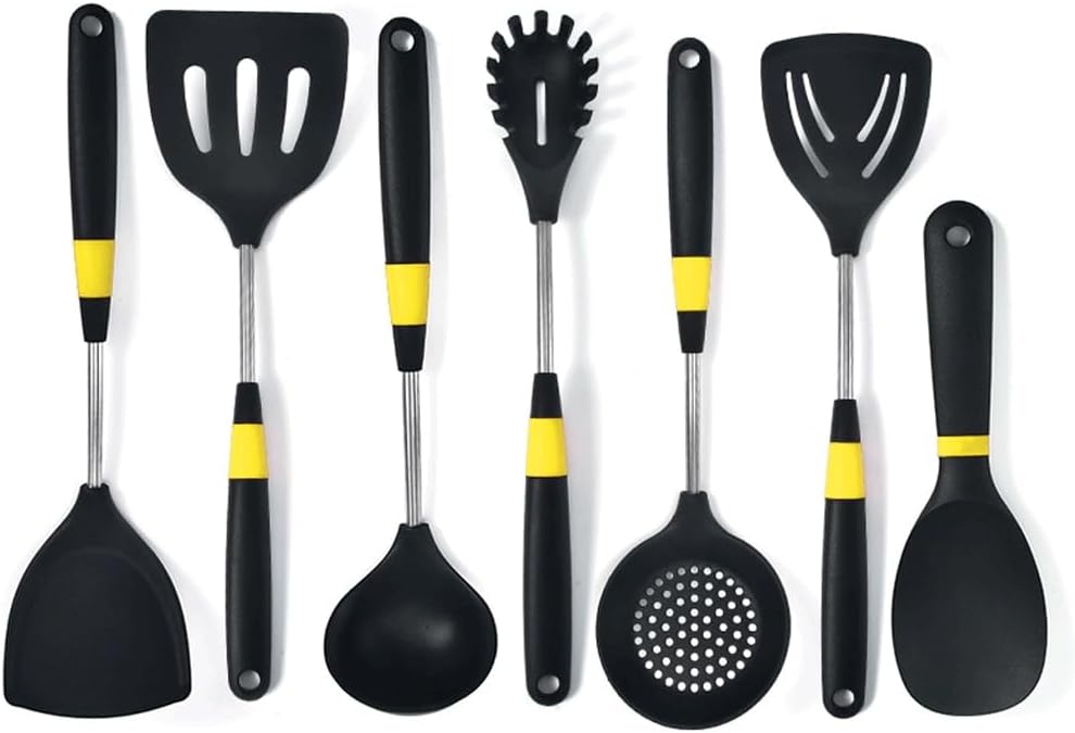 Heat Resistant Soup Spoon Brush Ladle Silicone Non Stick Spatula Spoon Kitchen Tools Cooking Utensil Set(D)