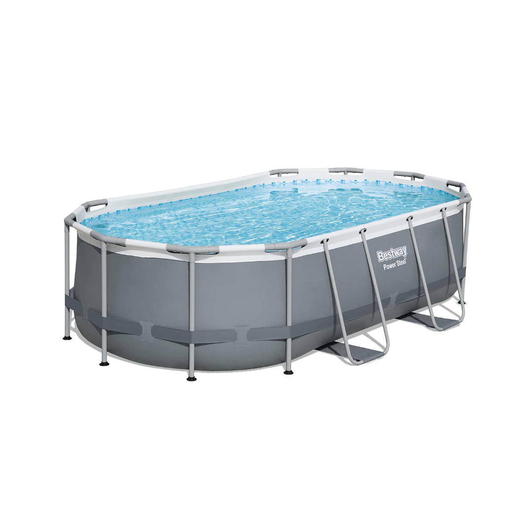 Bestway Power Steel 14  x 8 2  x 39.5  Oval Above Ground Pool Set | Includes 530gal Filter Pump, Ladder, ChemConnect Dispener
