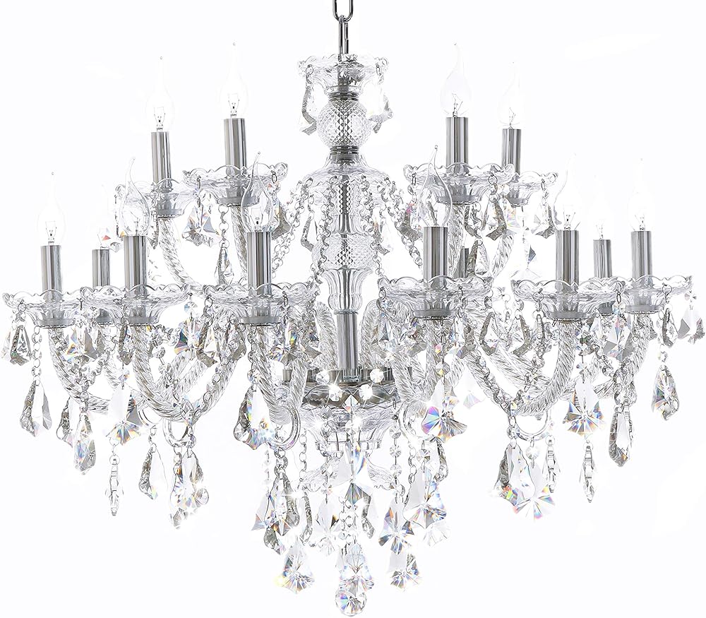 ARRKOYAA Clear 15 Lights K9 Crystal Chandelier Modern Luxurious Light Candle Pendant Lamp Ceiling Living Room Lighting for Dining Living Room Bedroom Hallway Entry 32x35 Inch Gifts(Color Clear)