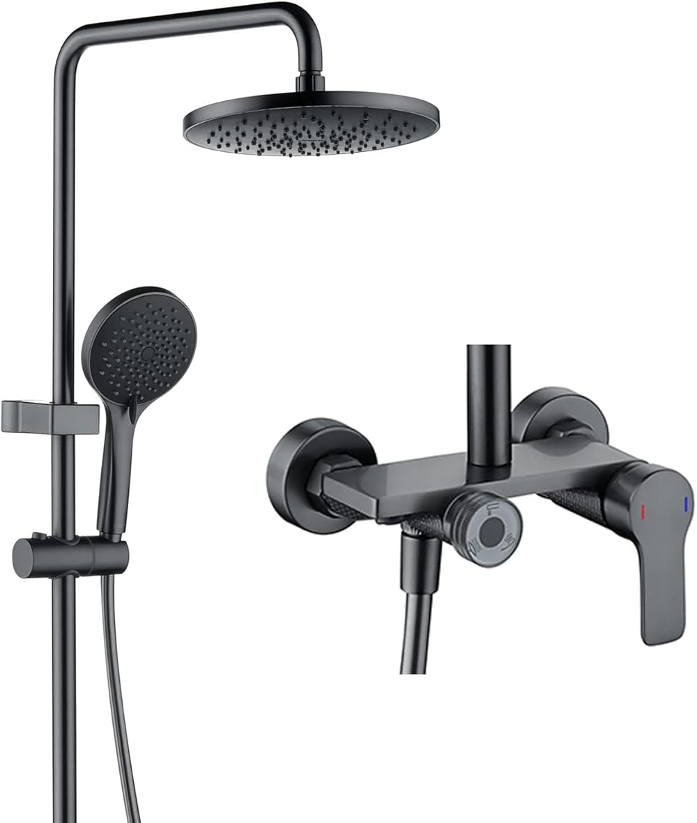 Faucet/Tap,Exposed Shower Faucet Set, 3 Functions Shower System, Rainfall Shower Head with Hand Shower, Tub Spout, Wall Mounted Copper Bath Shower Mixer Faucet