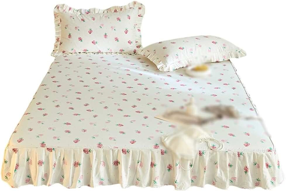 Cotton Bed Sheet Thickened Brushed Single Piece Bedspread Pillowcase Protector Full Wrap(180 * 200CM)