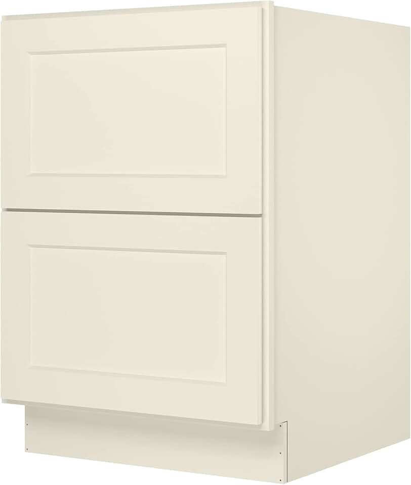 LOVMOR Kitchen Base Cabinets, Drawer Base Cabinet, 2-Drawer,Soft Close Hardware, 24 x 24 x 34.5 inch