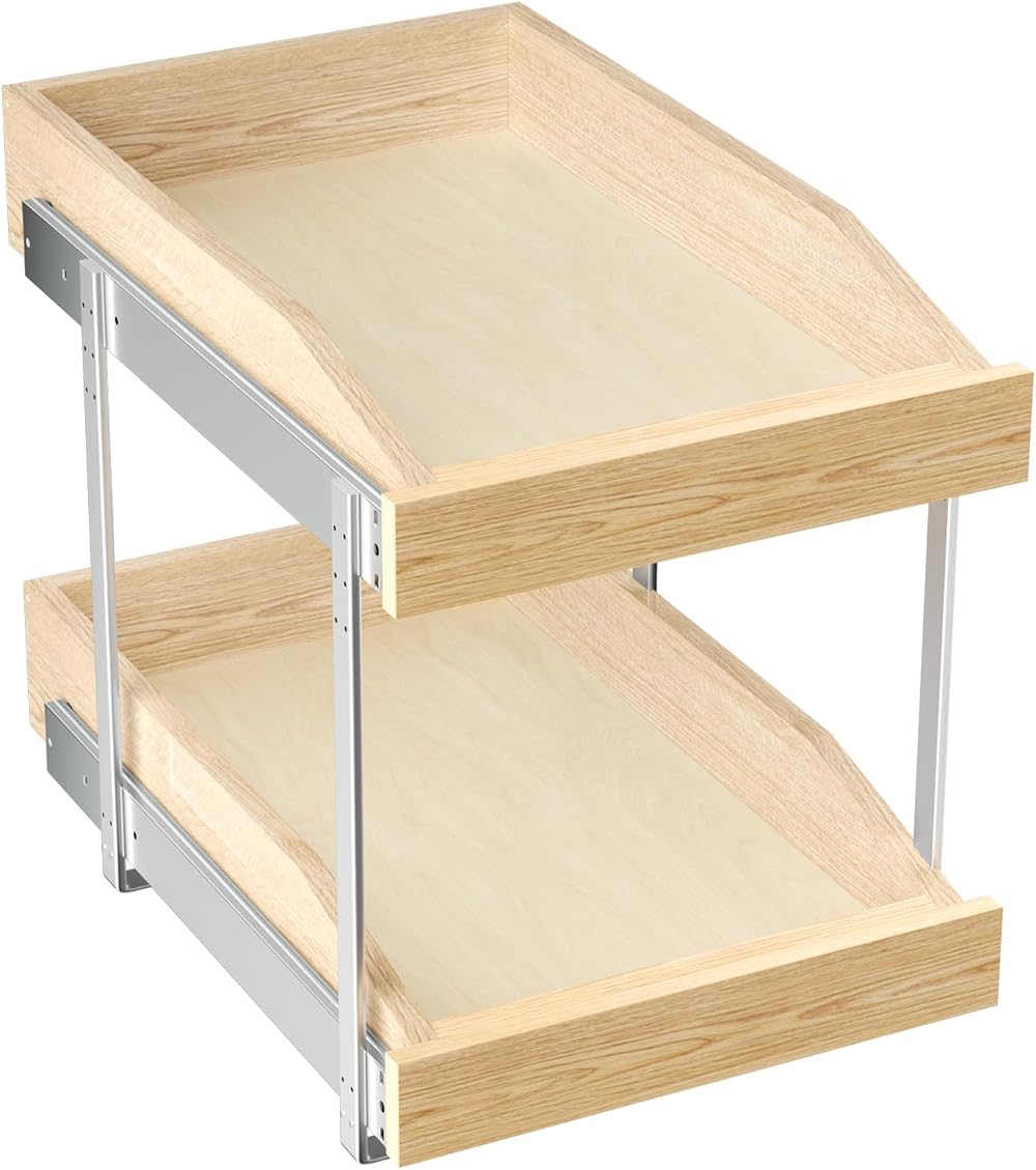 LOVMOR 2 Tier Soft Close Pull Slide Out Cabinet Organizer 13½