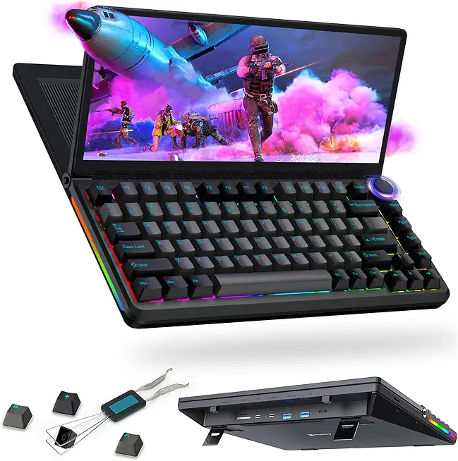 Kwumsy K3 Touchscreen Gaming Mechanical Keyboard - 82 Keys Portable USB Wired RGB LED Backlit N-Key Compact Keyboard, Keyboard With 13