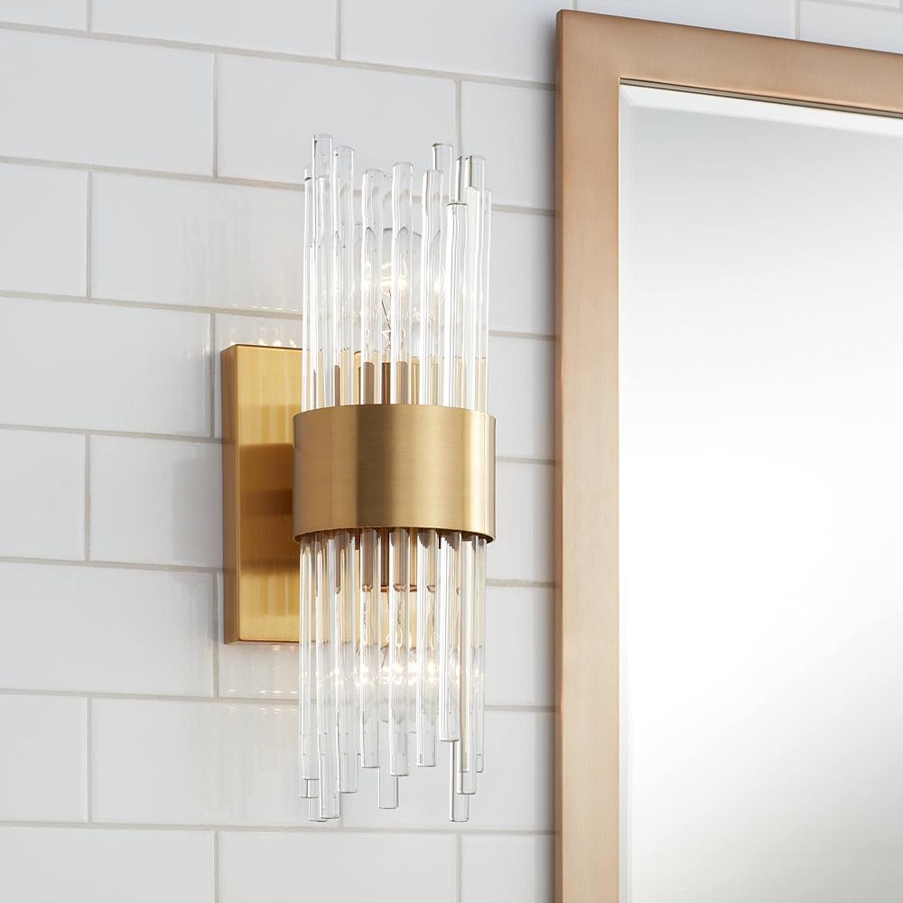 Stiffel Gillery Modern Wall Light Sconce Warm Brass Gold Hardwired 5