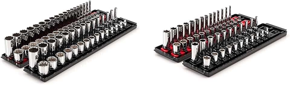 TEKTON 68-Piece 3/8-Inch 12-Point and 50-Piece 1/4-Inch 6-Point Socket Sets with Rails