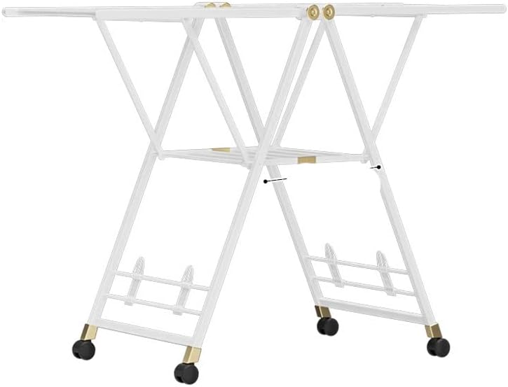 Coat Rack Folding Multifunctional Hanger for Drying Clothes Rack Floor-to-Ceiling Hanger Indoor Shoe Rack Clothes Drying Rack Bedroom Hanging Clothes Rack Sturdy Durable Drying Hanger/160Cm