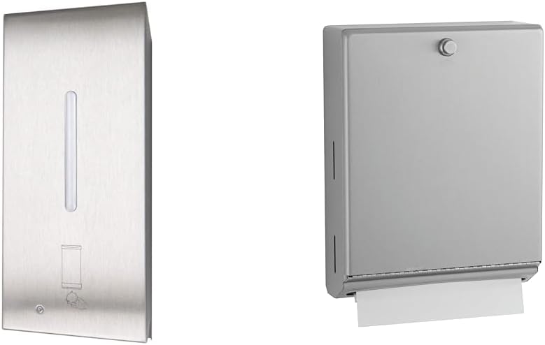 BOBRICK 2013 Stainless Steel Automatic Wall-Mounted Foam Soap Dispenser, Satin Finish & B-2620 Surface Mounted Paper Towel Dispenser - Stainless Steel Commercial Bathroom Towel Dispenser