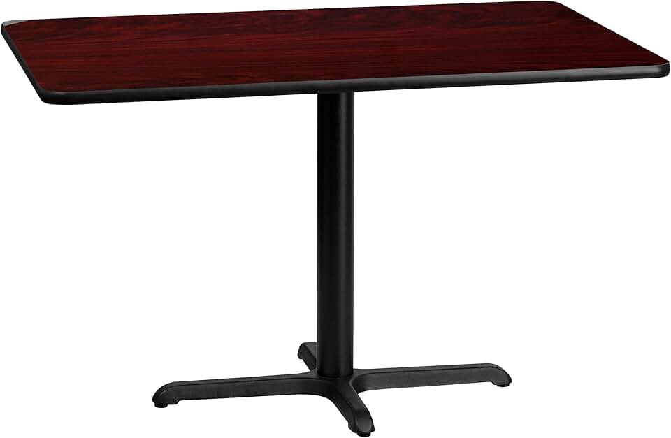 Flash Furniture Graniss 30'' x 48'' Rectangular Mahogany Laminate Table Top with 23.5'' x 29.5'' Table Height Base