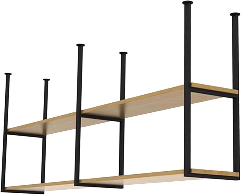 Black Pot Pan Rack Ceiling Hanging Wine Bottle Holder ，Bar Iron Kitchen Storage Shelf Wall Mounted Metal Floating Organizer Shelves, Home Decorative (Size : 150x30x80cm)