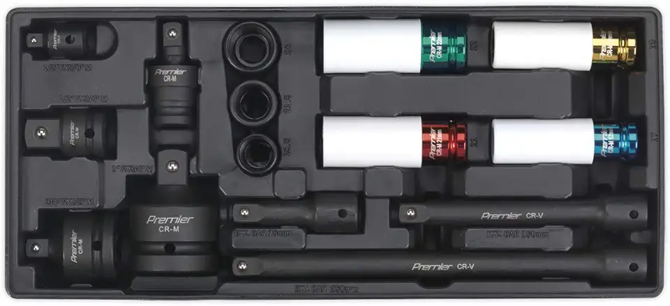 Sealey Tbt25 Tool Tray with Impact Socket and Adaptor Set 15Pc