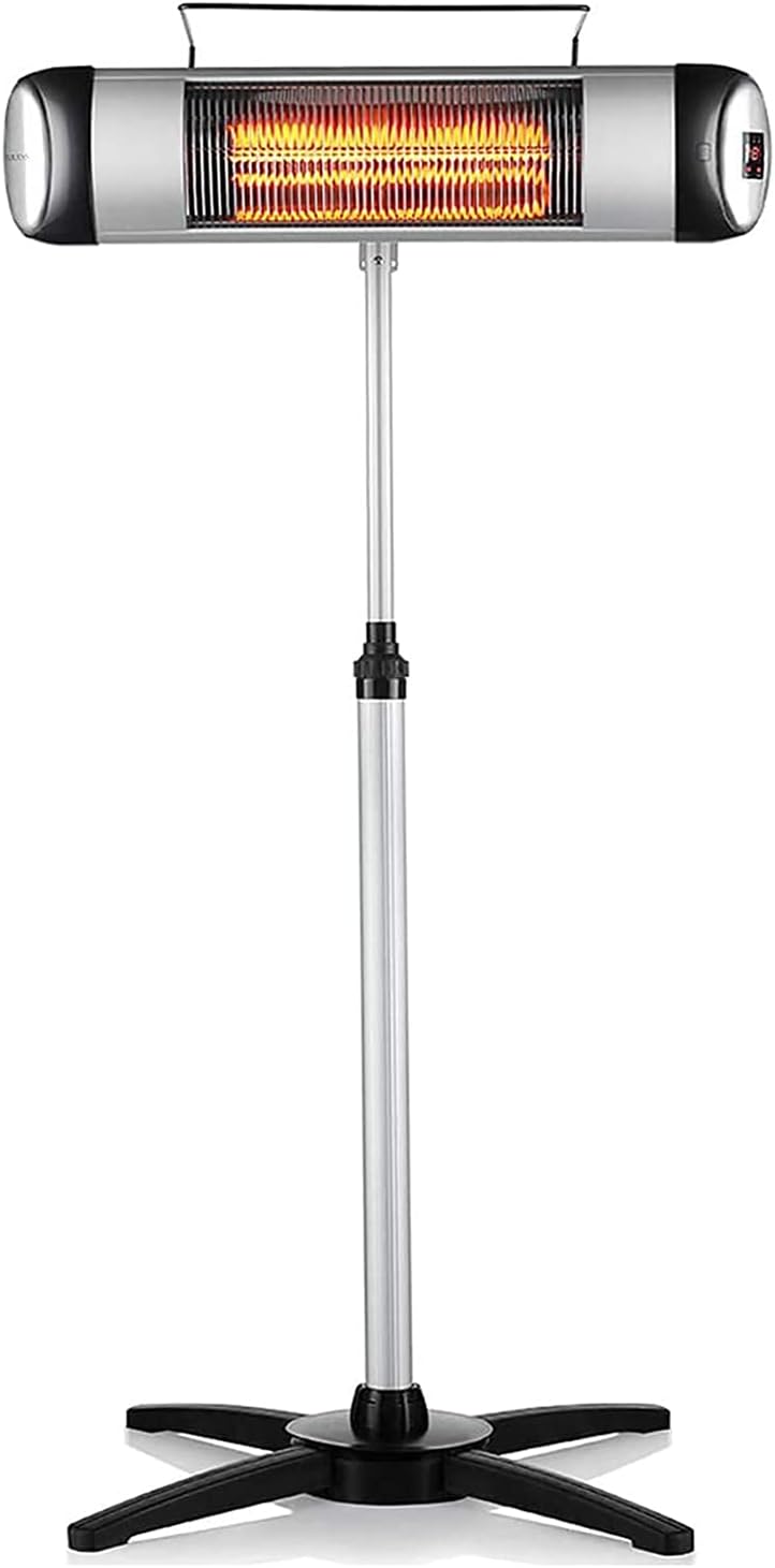 1500W Electric Patio Heater, Freestanding Infrared Heater for Outdoor Use, Outdoor Hanging Heater with Remote Control, for Garage Balcony Courtyard