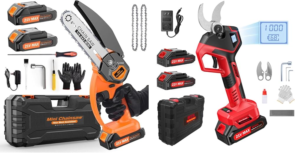 6 inch Mini Chainsaw Cordless with 50mm 1.96'' Cutting Diameter Electric Pruning Shears