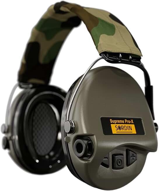 Supreme Pro-X Ear Defenders for Hunting & Shooting - Active & Electronic Ear Muffs - Camo Band & Gel Kits
