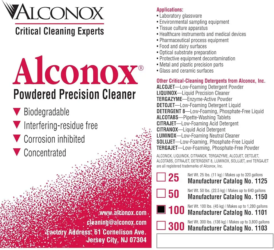 Alconox 1101 Powdered Precision Cleaner, 100 lbs Drum