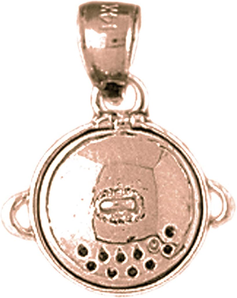 Solid 14K Rose Gold 3D Crock Pot Pendant - 18 mm