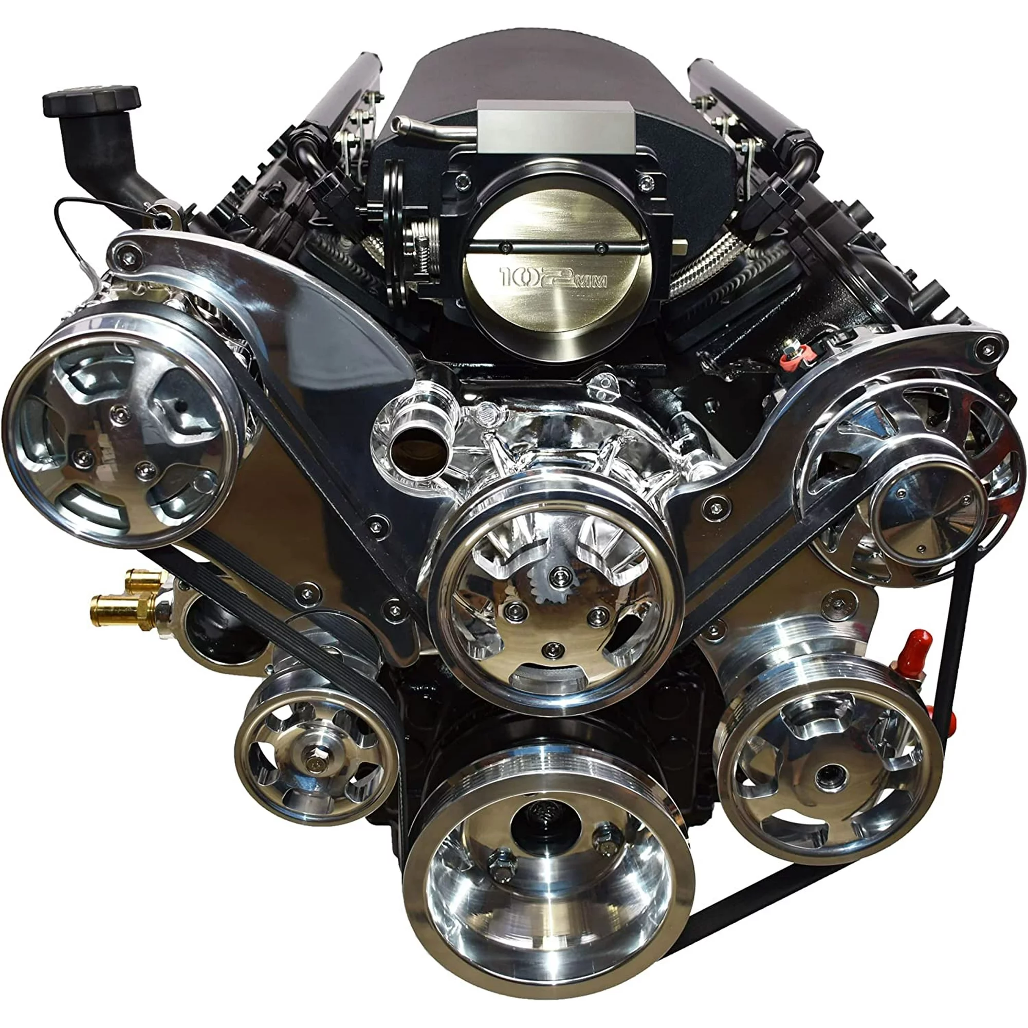 Front Drive Serpentine Pulley Kit - Compatible with GM Chevrolet Chevy 5.3 6.0 LS LS1 LS2 LS6 Chrome