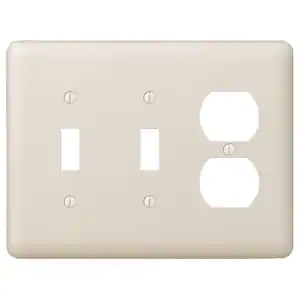 AMERELLE Declan 3 Gang 2-Toggle and 1-Duplex Steel Wall Plate - Almond