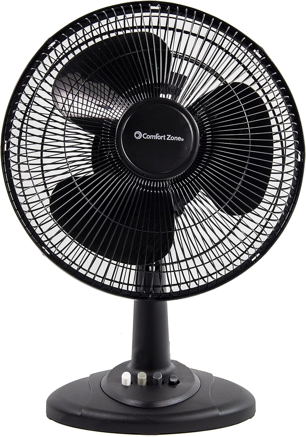 Oscillating Table Fan with Adjustable Tilt, Convenient Push Button Controls, Quiet, 12 inch, 3 Speed, Desk Fan, Airflow 7.25 ft/sec, Ideal for Home, Bedroom, Dorm & Office, CZ121BK