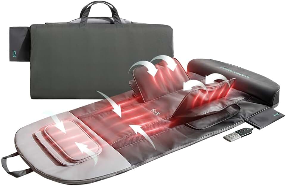 Klug Stretching Massager Ultra, Effortless auto-Stretching Mat, Ease Back & Neck Pain with 3 Intensity Levels 7 Exceptional Programs, 2 Levels of Heat Function, Foldable & Portable Design