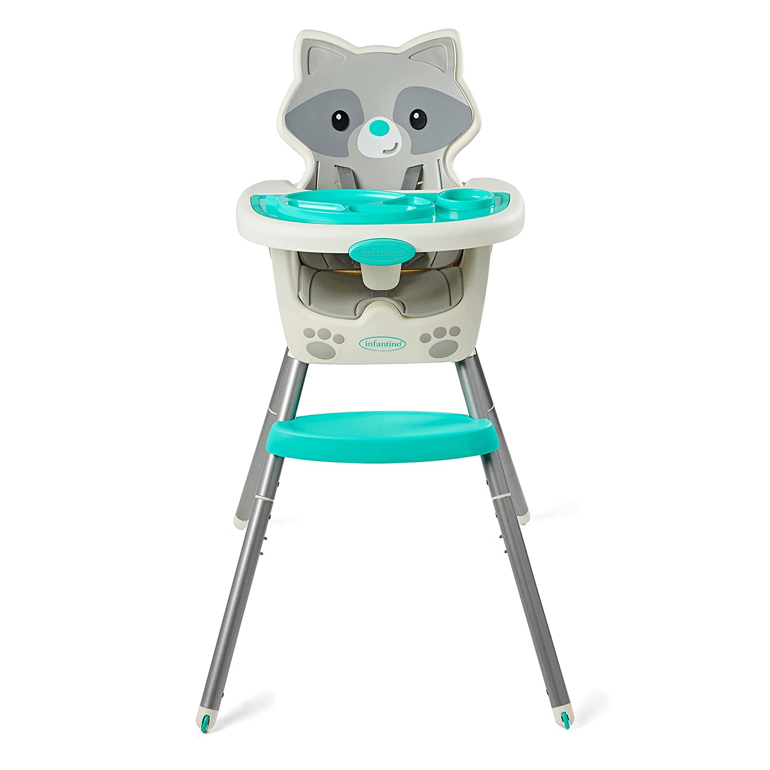 Infantino Grow-with-Me 4-in-1 Convertible High Chair, Raccoon-Theme, Space-Saving Design, Booster and Toddler Chair, for Infants   Toddlers 3M-36M