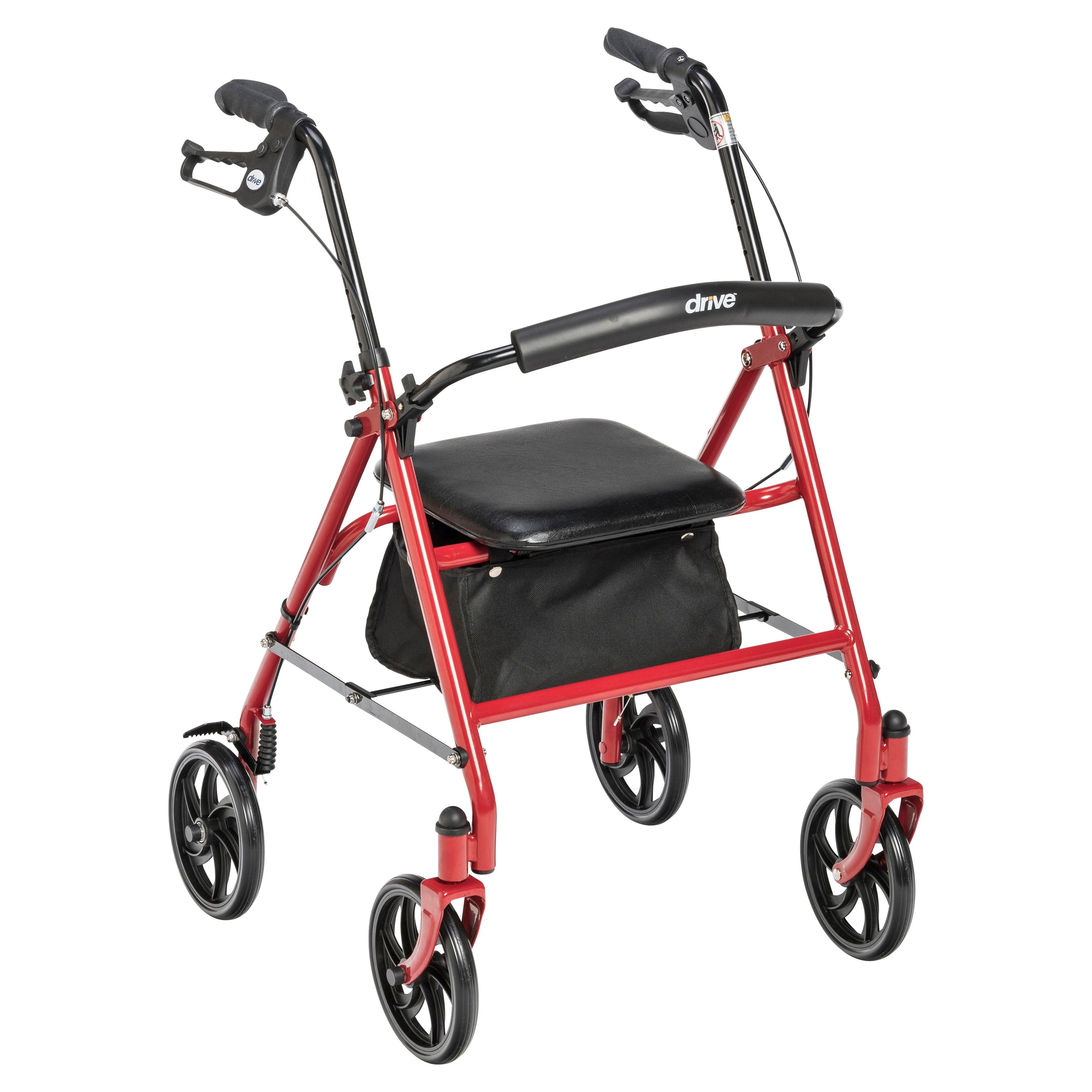 Drive Medical Four Wheel Rollator Rolling Walker with Fold Up Removable Back Support