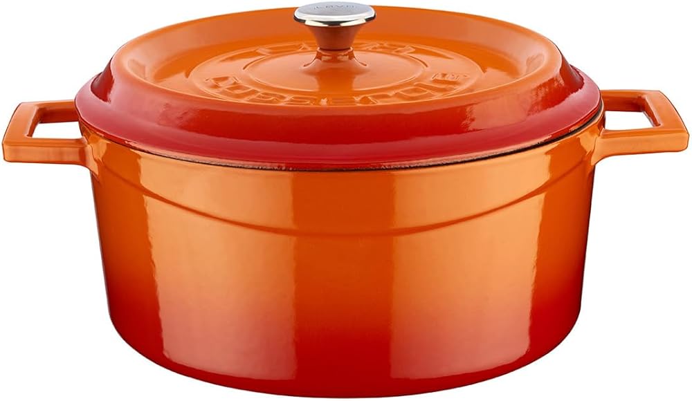 Lava Signature Enameled Cast-Iron Round Dutch Oven - 4-3/4 Quart, Orange Spice