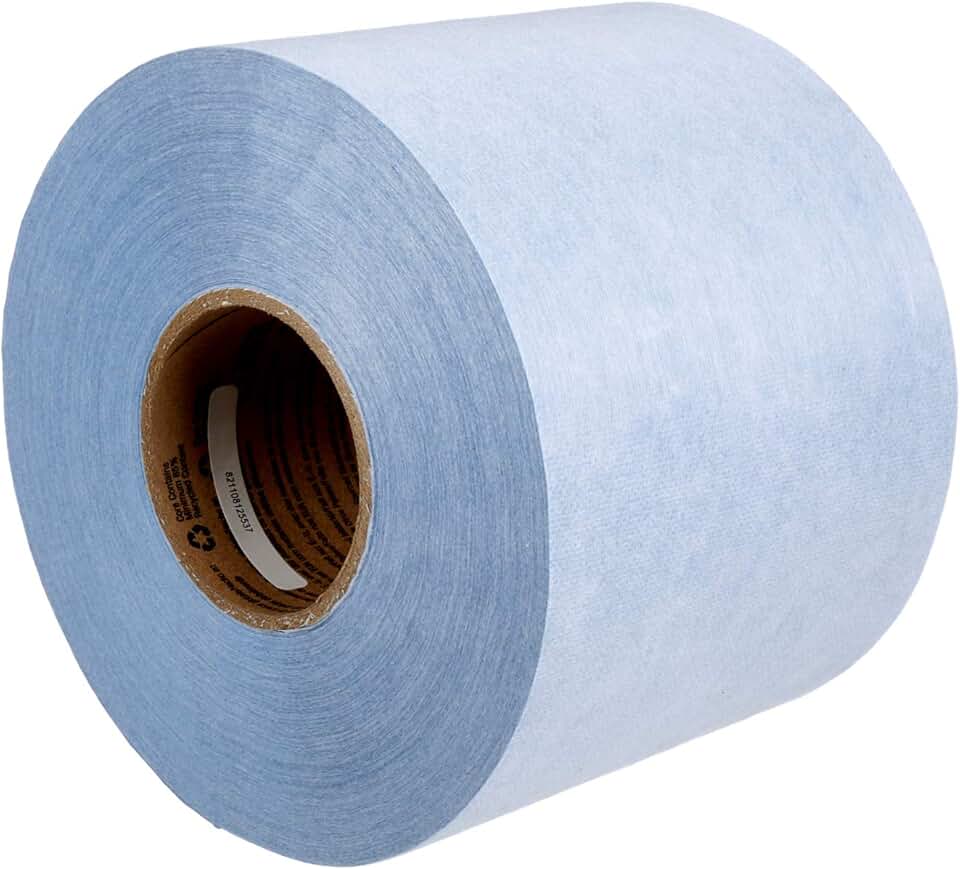 3M Self Stick Liquid Protection Fabric, 36877, 6 in x 300 ft, 4 Rolls, Peel and Stick, Strong Temporary Adhesive, Repositionable Material, UV Resistant, Easy Removal, Blue