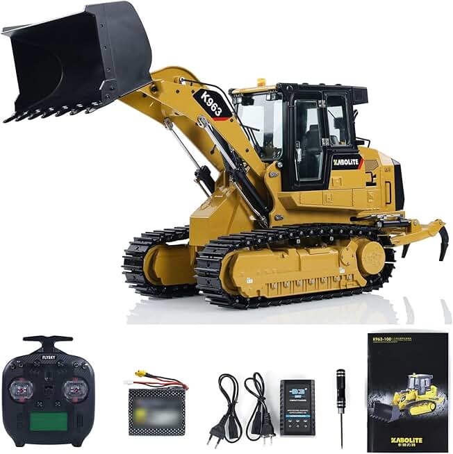 Kabolite 1:16 Hydraulic RC Loader K963 100 Metal Remote Control Construction Car Light Sound System Motor Servo ESC Heavy Duty Construction Vehicle