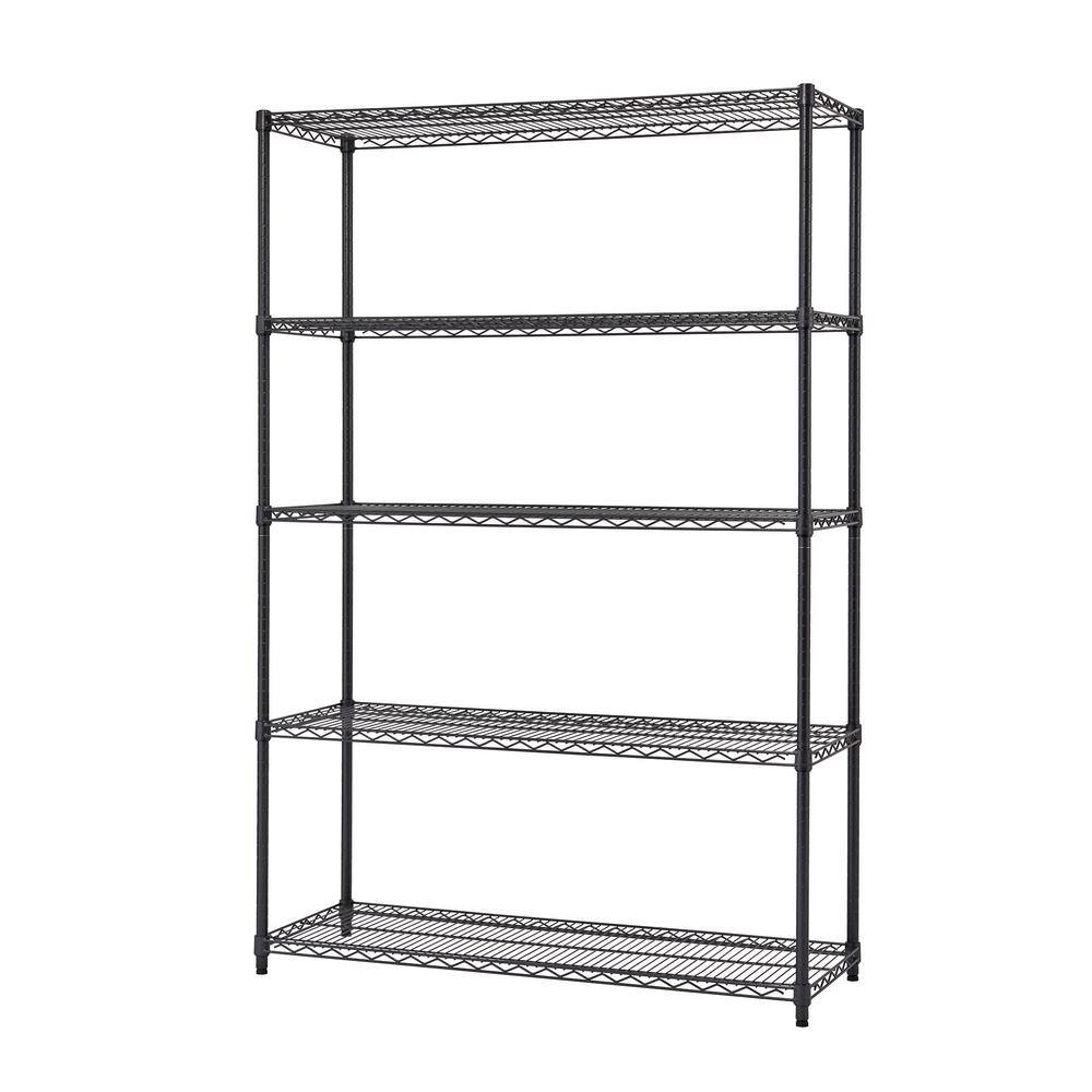 TRINITY HTBFPBA-0950 Black Anthracite 5-Tier Steel Wire Shelving Unit (48 in. W x 72 in. H x 18 in. D)