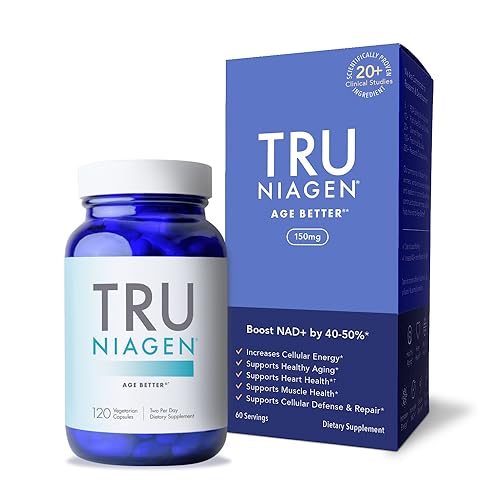 TRU NIAGEN - Patented Nicotinamide Riboside NAD+ Supplement. NR Supports Cellular Energy Metabolism & Repair, Vitality, Healthy Aging of Heart, Brain & Muscle - 60 Servings / 120 Capsules - Pack of 1