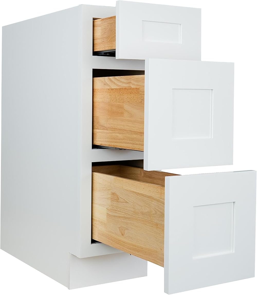 Shaker Bathroom Vanity Drawer Base Cabinet Ready to Assemble, 12 in. W x 21 in. D x 34.5 in. H, White
