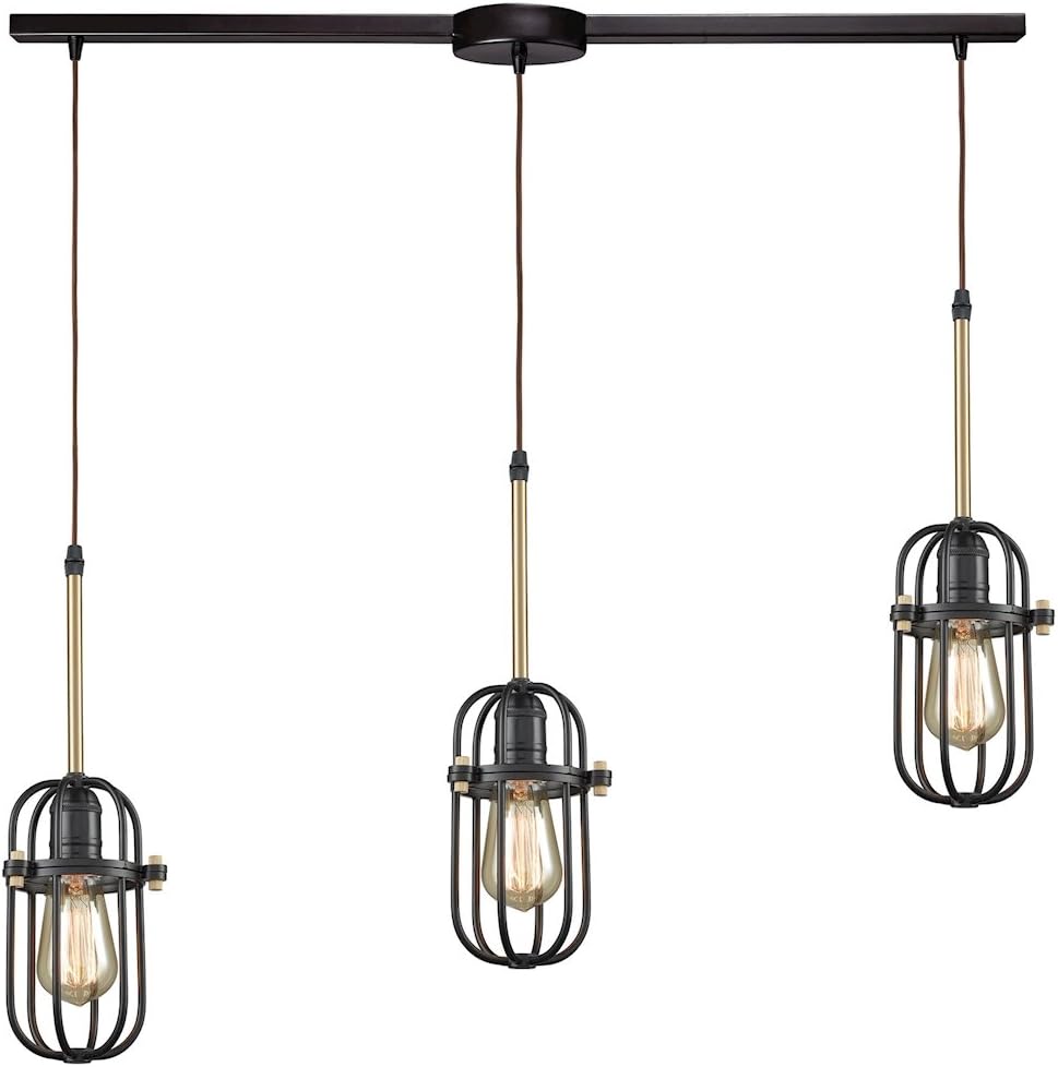 65216/3L Pendant Light, Oil Rubbed Bronze, Satin Brass