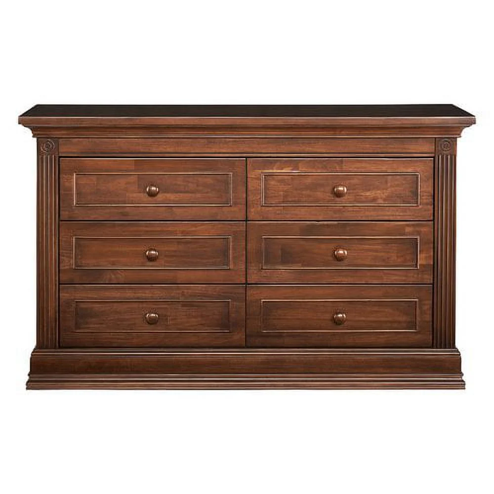 Baby Cache Montana 6-Drawer Traditional Wood Dresser in Brown Sugar