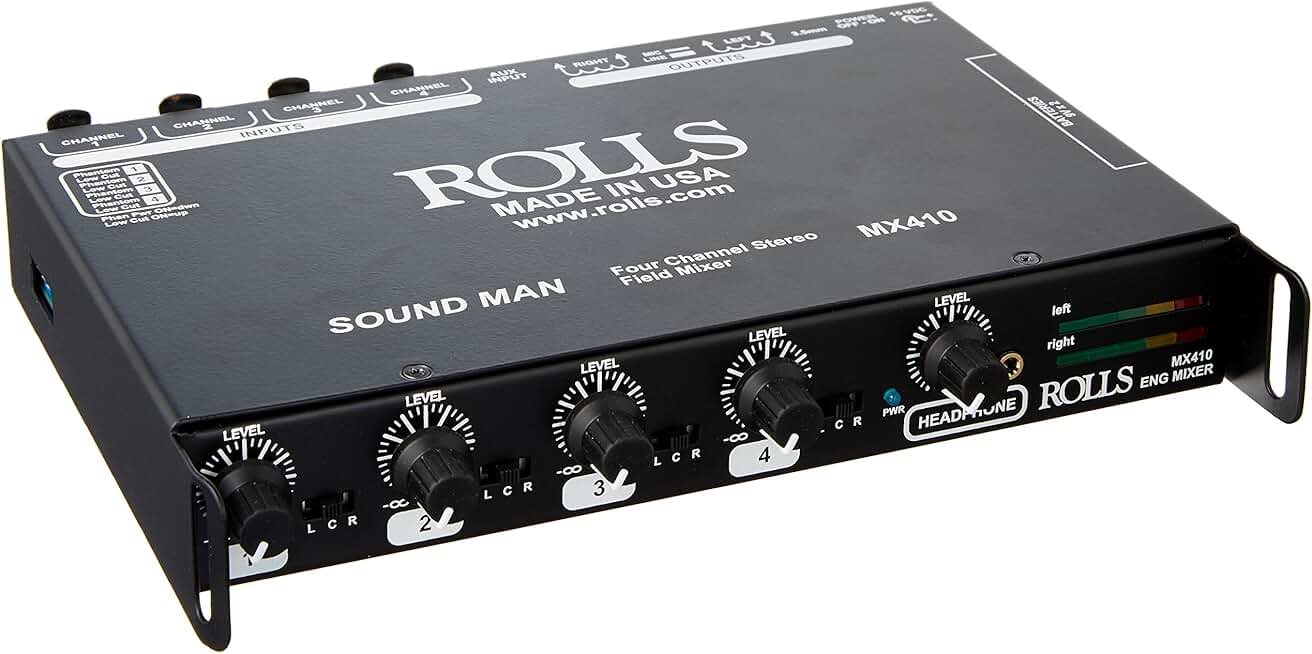 ROLLS, 4 Field Mixer 4 CH W/LED Meters, Black (MX410)