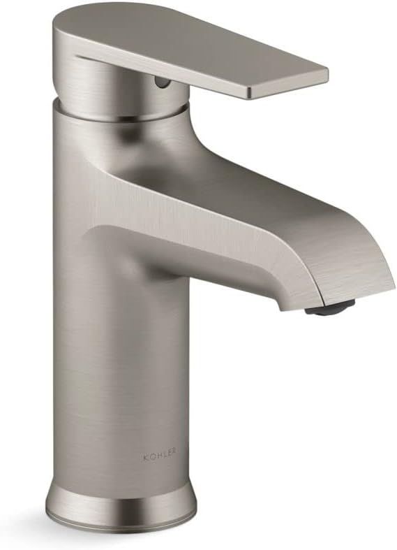 KOHLER 97060-4-BN Hint Single-Handle Bathroom Sink Faucet with Pop-Up Drain, One-Hole Bathroom Faucet, 1.2 GPM, Vibrant Brushed Nickel
