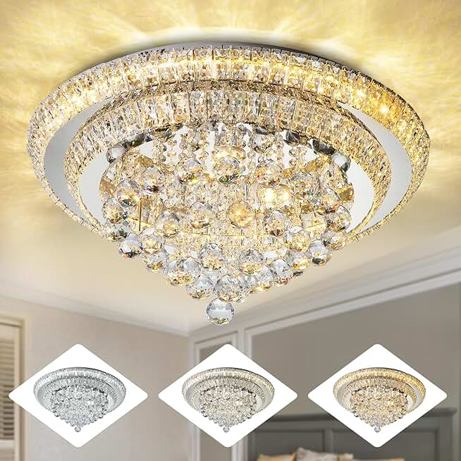 Elegant LED Crystal Raindrop Ceiling Light, 24