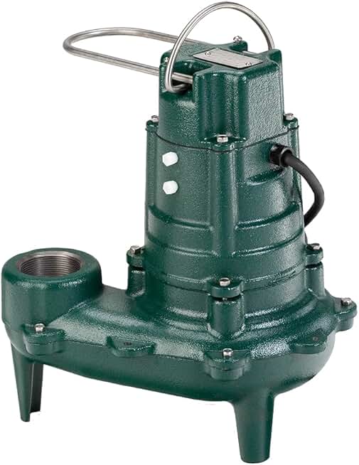 Zoeller Waste-Mate 267 Sewage Pump, 1/2 HP – Heavy-Duty Submersible Sewage, Effluent or Dewatering Pump