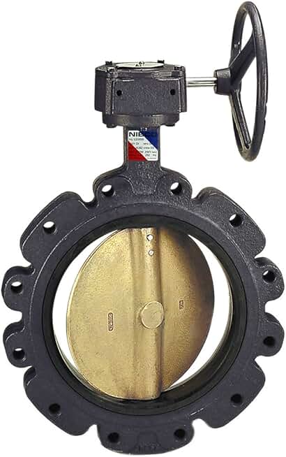 NIBCO LD-1000-5 Series Ductile Iron Butterfly Valve with EPDM Liner and Aluminum Bronze Disc, Gear Operator, Lug, 14