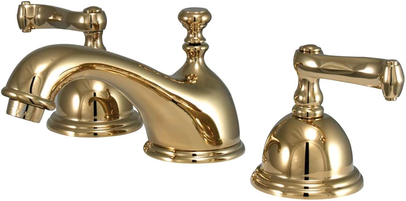 Kingston Brass KS3962FL Royale Widespread Lavatory Faucet, Polished Brass,8-Inch Adjustable Center
