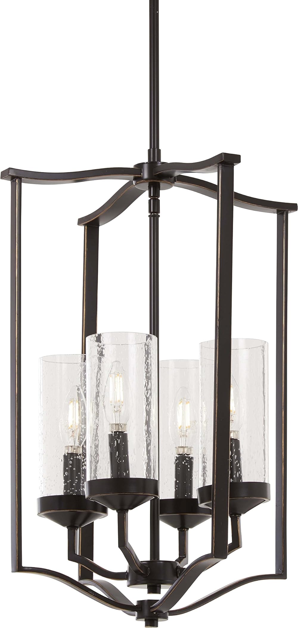 Minka Lavery Foyer Pendant Ceiling Lighting 4658-579 Elyton, 4-Light 240 Watts, Downton Bronze