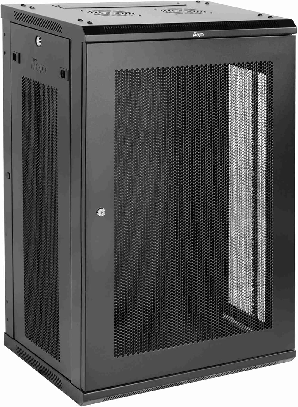 18U Wall Mount Server Cabinet,23.6inch Depth Elite Network Cabinet,Network Rack,Server Rack for 19inch Computer/AV/Data/IT/Media Equipment,Black,with Cooling Fans,Mesh Door,Flat Pack
