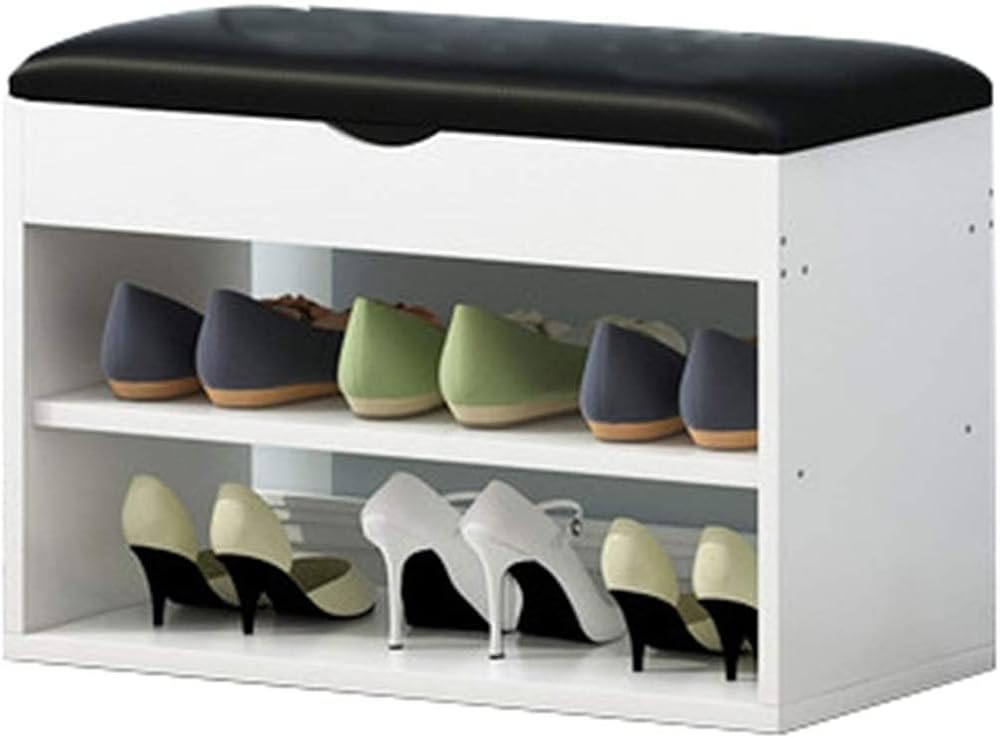 Shoe Storage Bench Entryway Hallway Furniture, Storage Benches Shoe Rack Bench Seat Boot Bench Shoe Storage Bench with Seat Shoe Holder Bench Small Shoe Storage Bench(White,60 * 30 * 43.5cm)