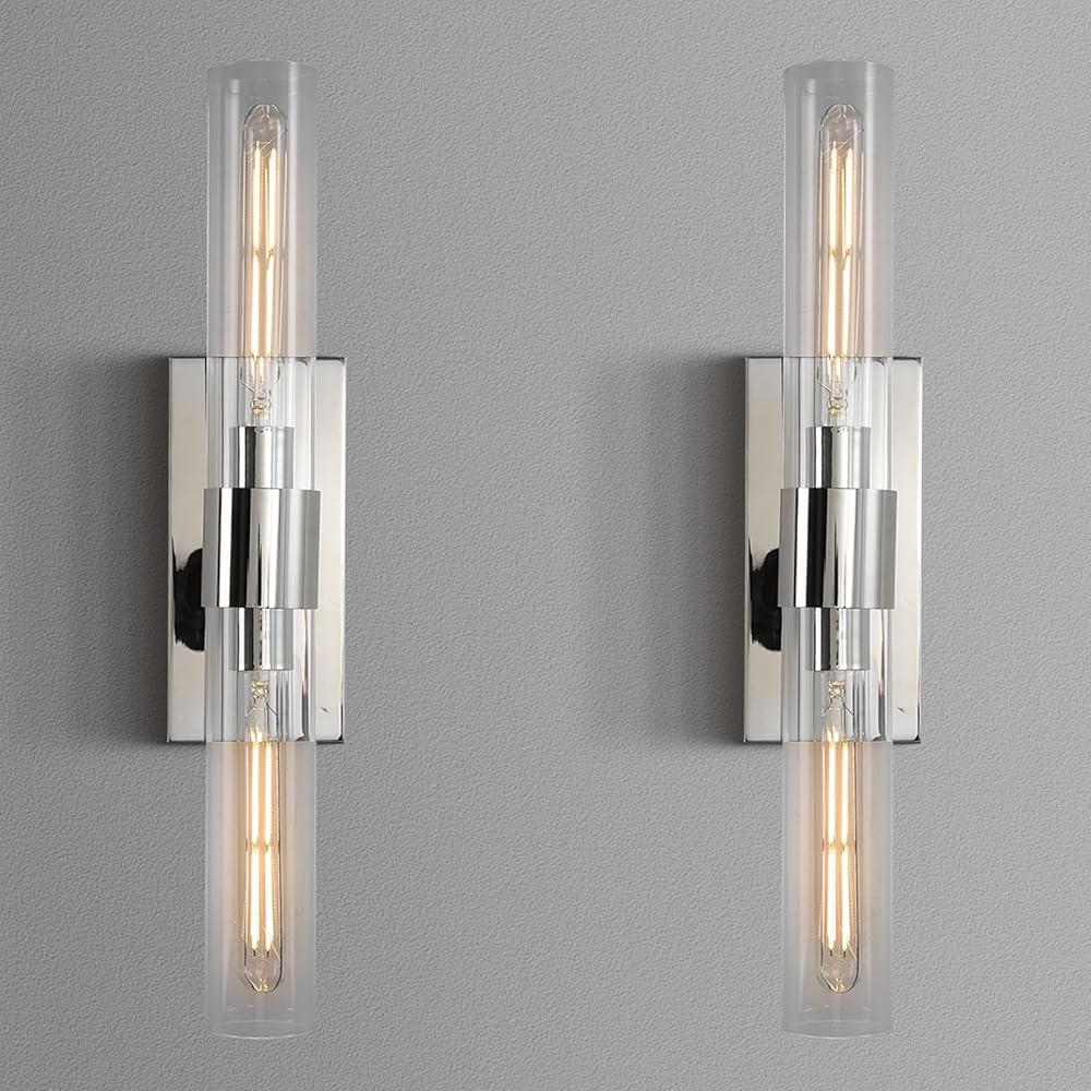 Nickel Wall Sconces Set of Two, Brass 22.8