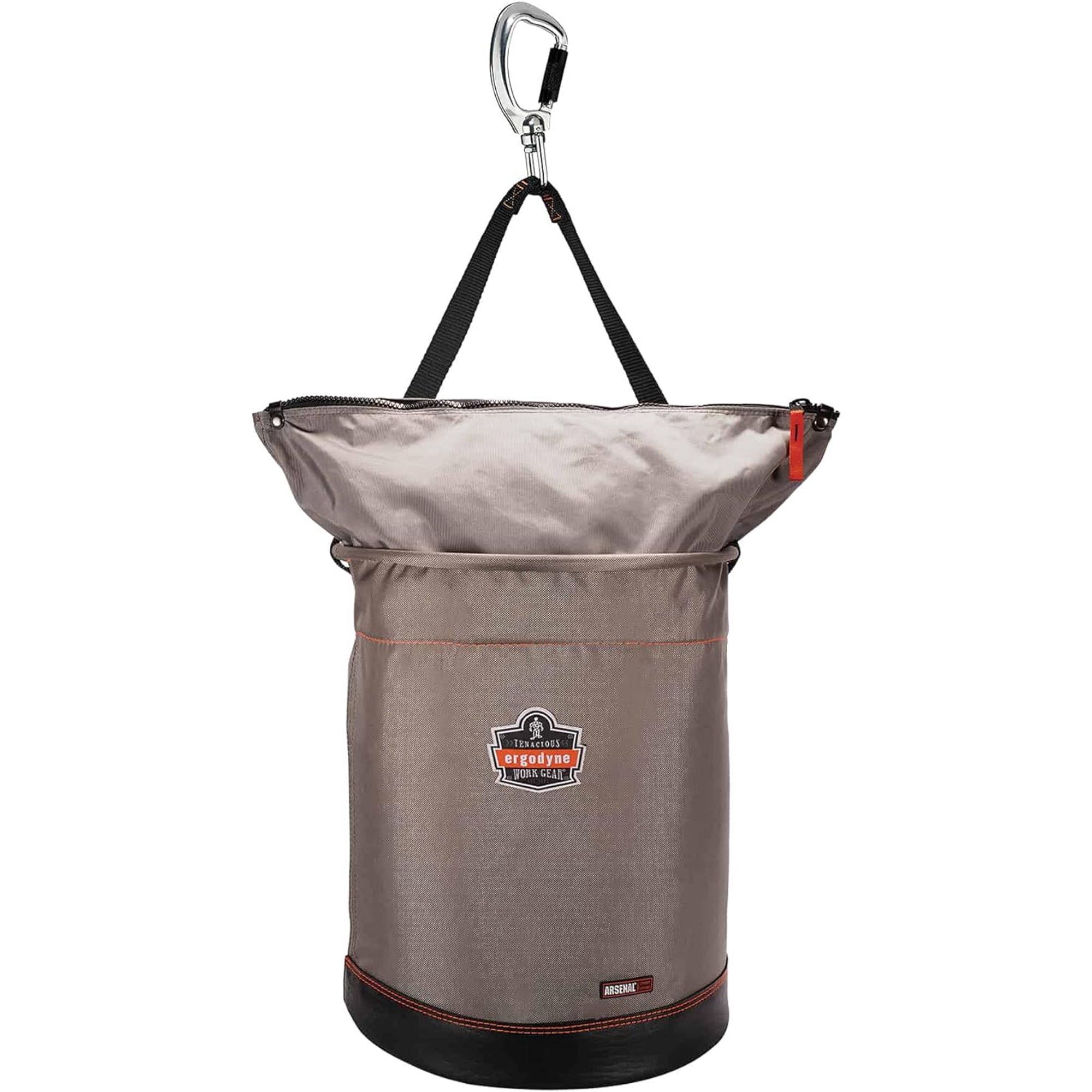 Ergodyne Arsenal 5976 XL Nylon Hoist Bucket Tool Bag - Swiveling Carabiner, Zipper Top